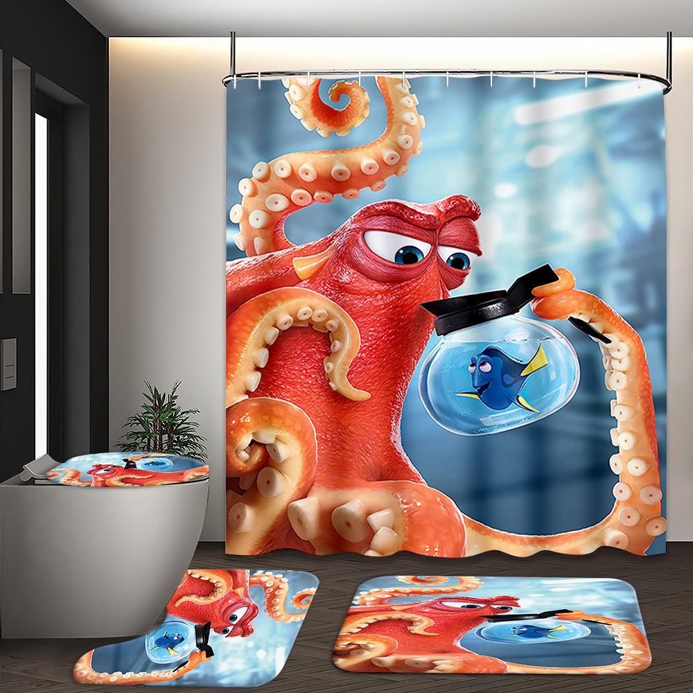 YL-37509 Hot selling digital printed shower curtain animal waterproof, mildew-proof and moisture-proof bathroom dry and wet separation curtain