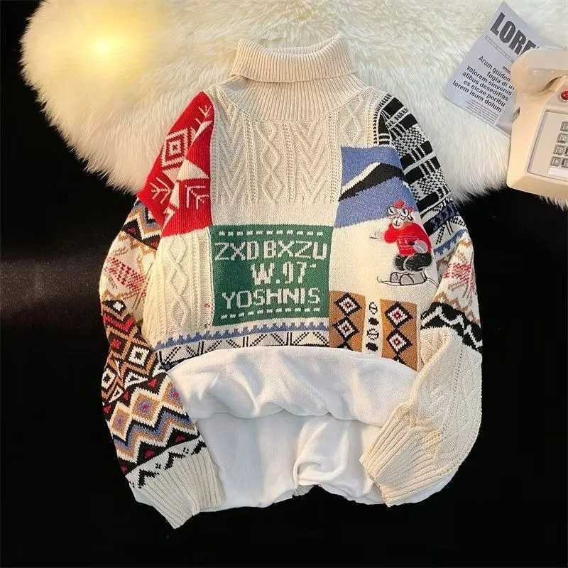 New Retro Christmas Tree Style Sweater For Men And Women In Autumn And Winter With Loose High Neck And Velvet Padded Sweater TopT251025