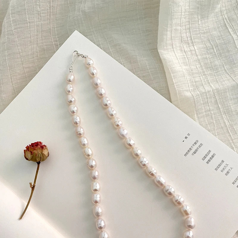 ASHIQI Natural Freshwater Pearl Necklace 925 Sterling Silver Buckle Fashion Jewelry for Girls 251016