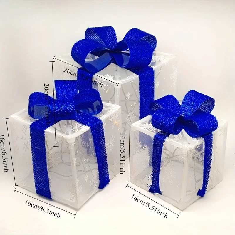 3pcs Christmas Luminous Gift Box Christmas Tree Decoration Holiday Party Decoration Christmas Decoration No Builtin Battery C251024