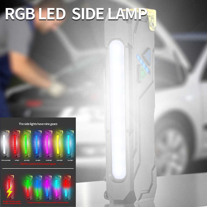 New RGB Color Changing Multifunctional EDC Strong Light Flashlight USB Charging with Magnet Pen Clip Strong Light Atmosphere W251025