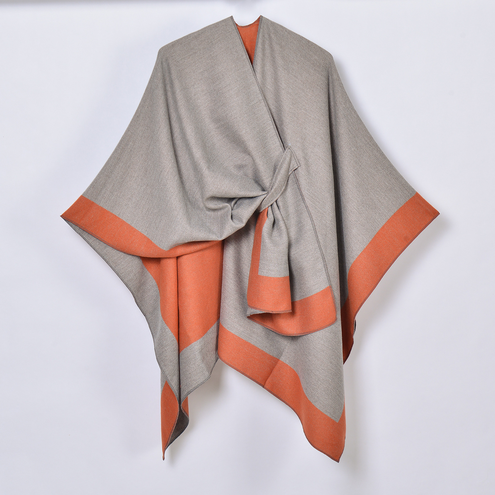 HotSelling LaceUp Split Shawl Womens DoubleSided Imitation Cashmere Split Cape Cardigan