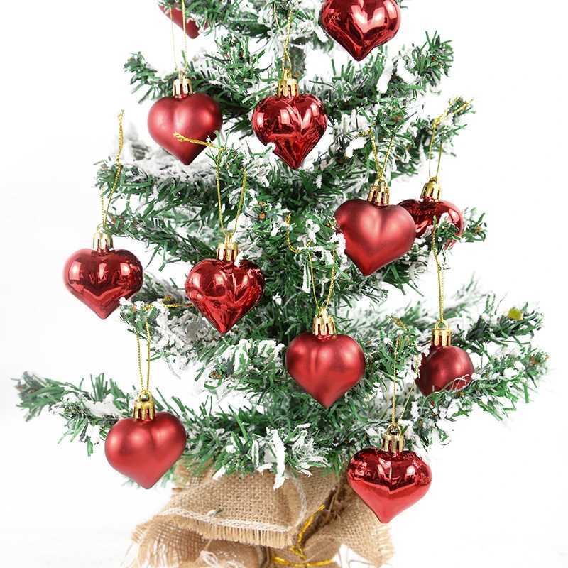 12Pcs Christmas Pendant Star Heart Shape Hanging Ornaments Xmas Tree Ball Decor Christmas Party Decoration Navidad New Year 2025 C251024