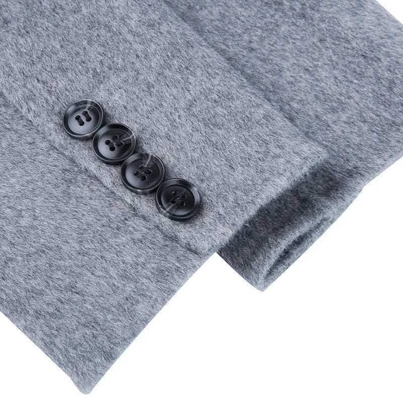 100 Wool HandSewn Mens Coat Long Overcoats Boy Buttons Cardigan Longstyle Woolen Coats Overcoat 2024 NewT251025