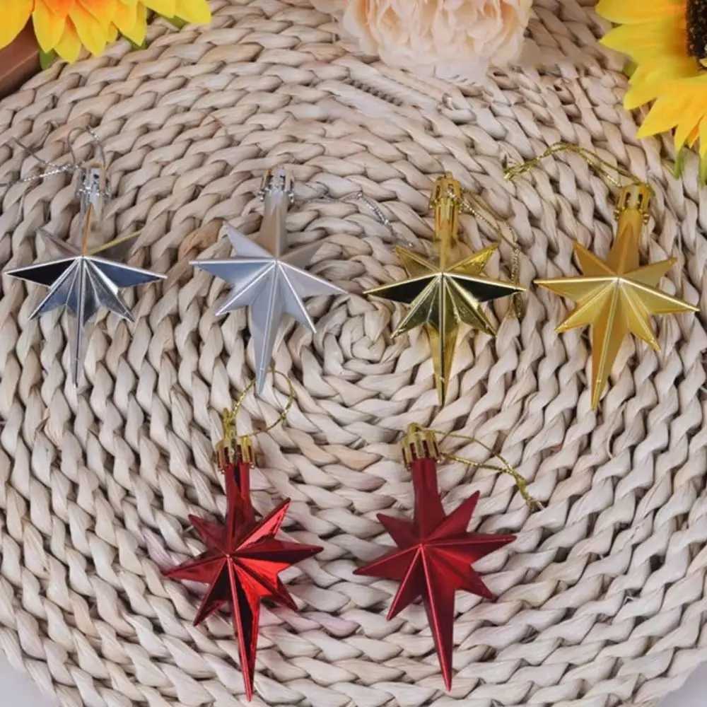 12pcs Plastic Christmas Hanging Ornaments Glittering Star Shaped Xmas Tree Pendant DIY Party Supplies Festival Decorations C251024