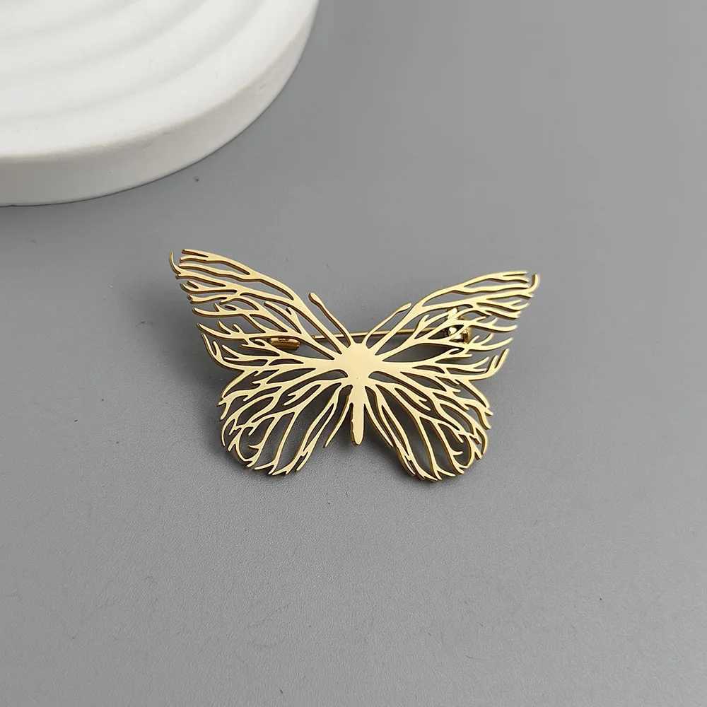 Creative animal butterfly tree of life stainless steel goldplated 18K brooch black suit accessories wedding matching set J251115