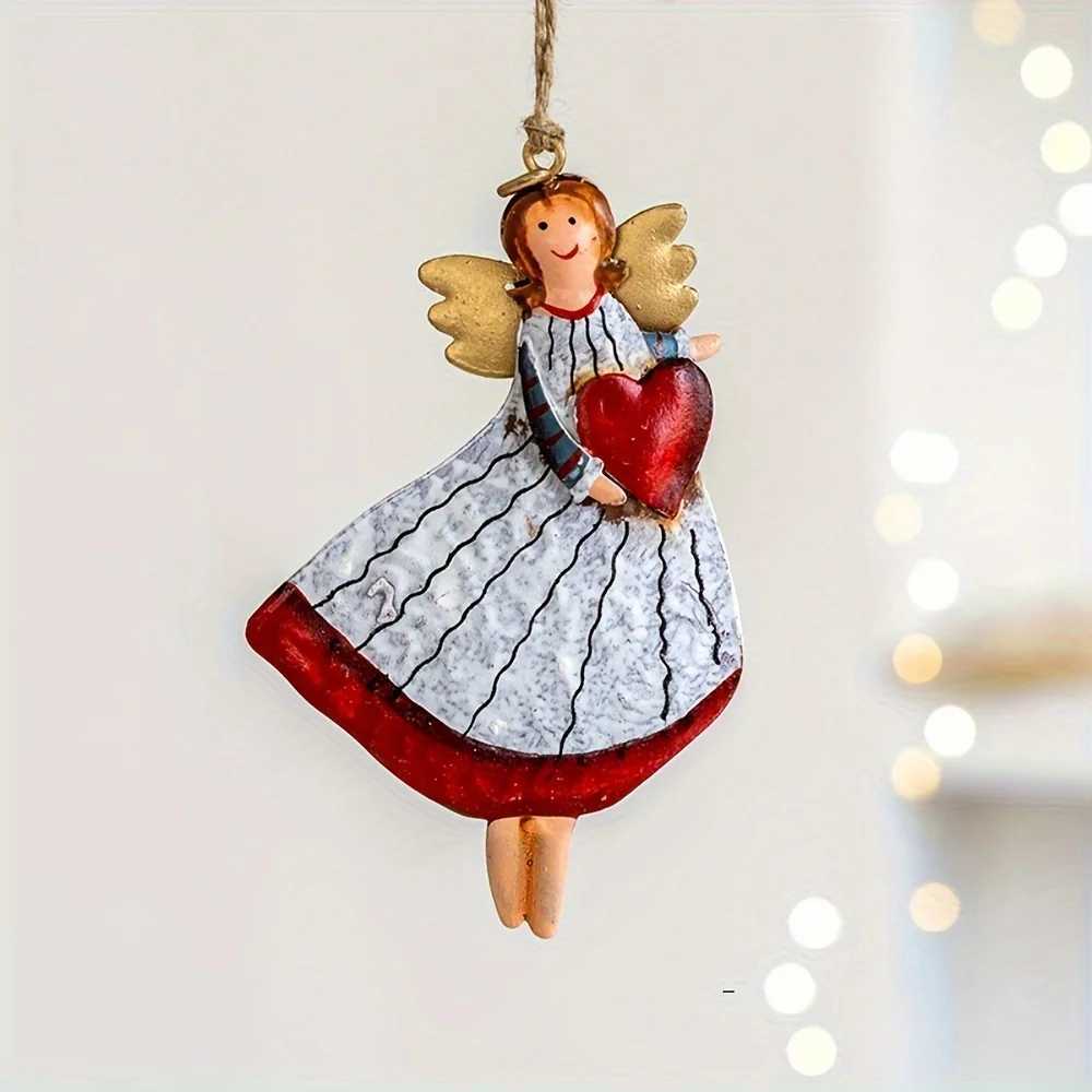 Cartoon Angel Girl Christmas Decorations Multicolor Wrought Iron Hanging Pendants Handicraft Gift Drop Ornaments Party Supplies C251024