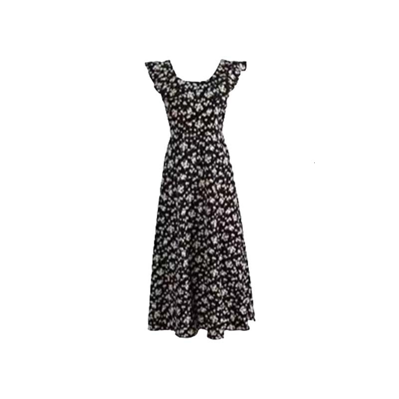 Summer new fashion designer women's ruffled floral high-end waist cinching slimming dress