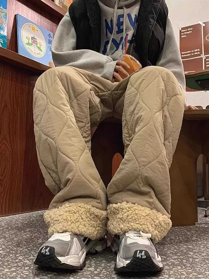 Thicken Fleecelined Cotton Pants for Women Warm Casual Cold Resistant Extreme Cold Cotton Wideleg Trousers FemaleT251025