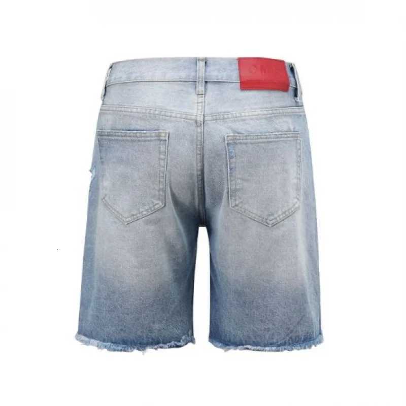 MAQVOB High Quality Luxury Streetwear EU US Size Washed Broken Cat Whisker Distressed Hole Denim ShortsXJ251025