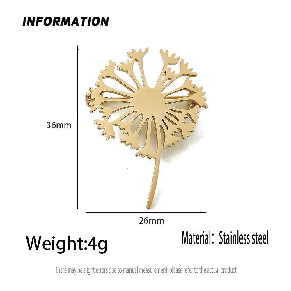 Fashion punk style hollow dandelion stainless steel goldplated 18K brooch black suit accessories wedding matching set J251115