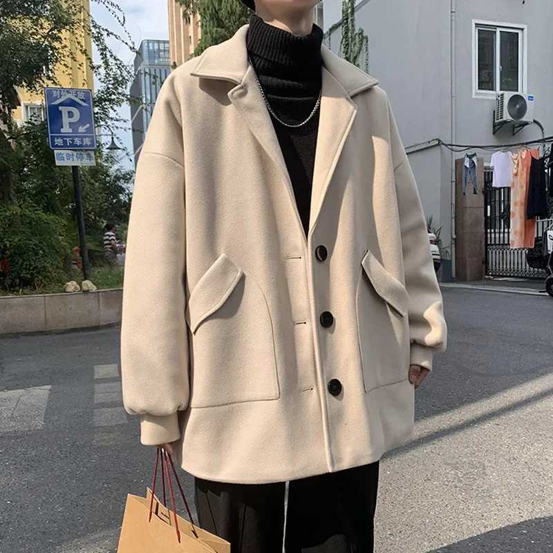 Blends Men Casual Cropped Outwear Autumn Winter Korean Style Fashion Handsome Design Leisure Streetwear Harajuku Allmatch MujerT251025