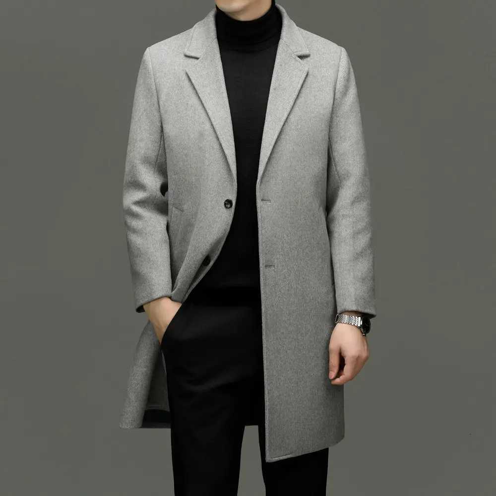 Smart Sophistication Men Elegant Wool Blend Coat Winter Autumn Essential Collection Men Business Casual Cashmere Overciat OOTDT251025