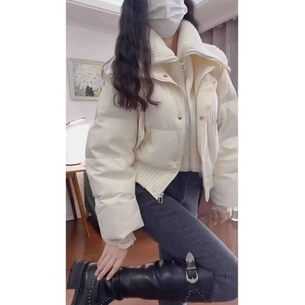 2025 Autumn Winter Women Fake Two Pieces Padded Turn-Down Collar Crop Down Jacket Korean Thick Parkas Outwears Designer Coats Designer Women