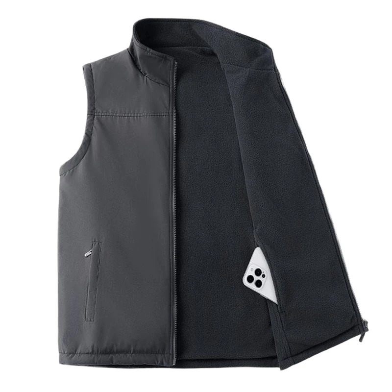 Winter Men Fleece Casual Fashion Sleeveless Vest Man Outdoor Warm Multi Pocket Vest Man Sherpa Thick Work Waistcoat Big Size 8XL 251020
