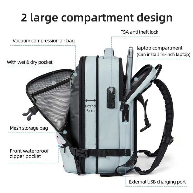 Travel Women Backpack 16 inch vacuum compression Laptop Backpack USB charging school Backpack Extended Hiking Business backpack W251025