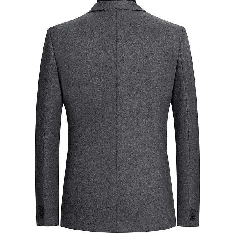 Blends Single Breasted Cardigan Coats Blazers Suits Men Long Sleeve Pockets Loose 2025 High Street Spliced Wool OuterwearT251025