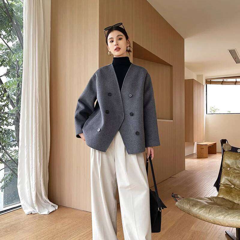 Women S Cashmere Thick Double Sided Jacket Classic Multi Functional Fashion Suitable For Business