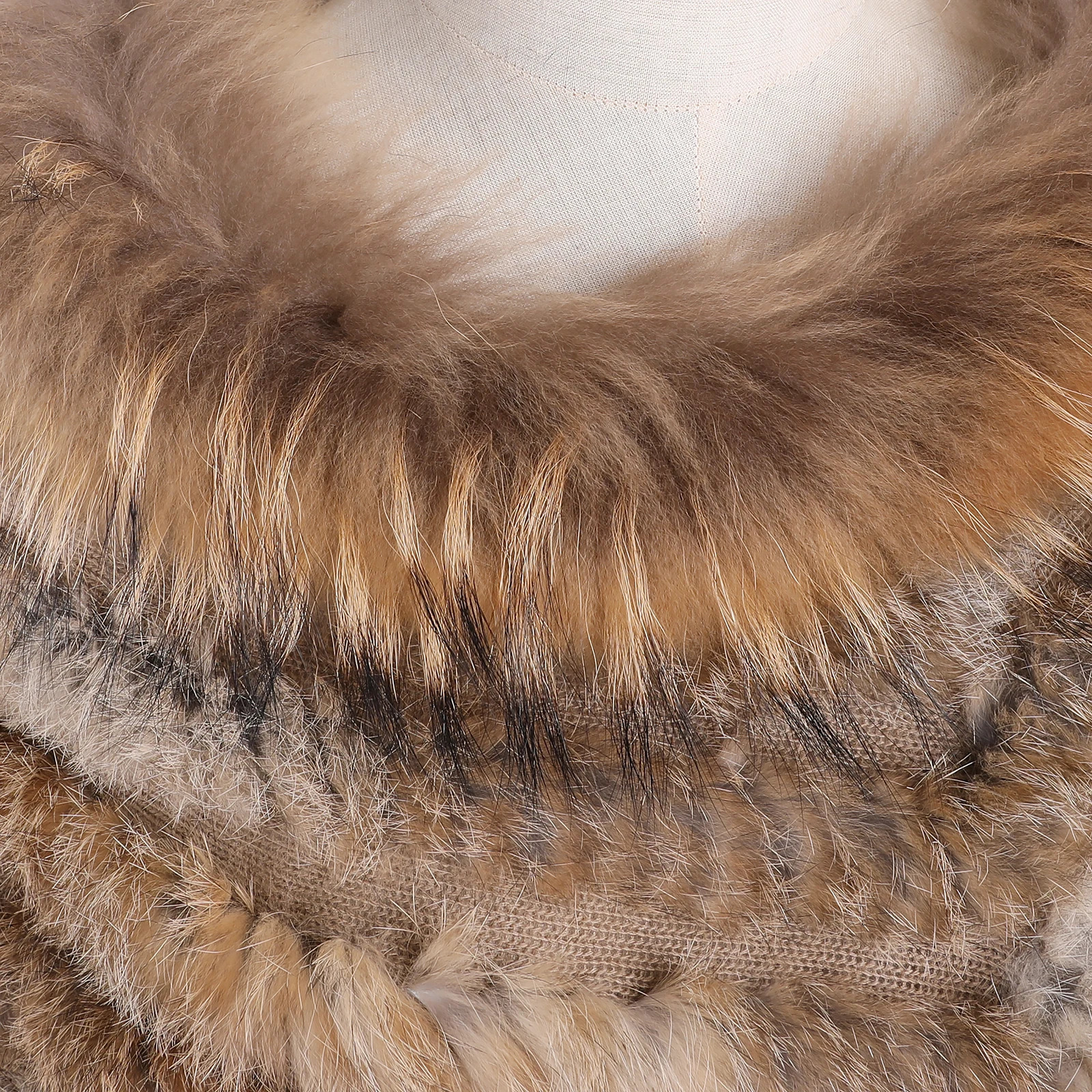 Womens Winter Pullover Poncho Real Rabbit Fur Knitted Cape With Raccoon Fur Trim Collar Lady Shawl Wraps 251024