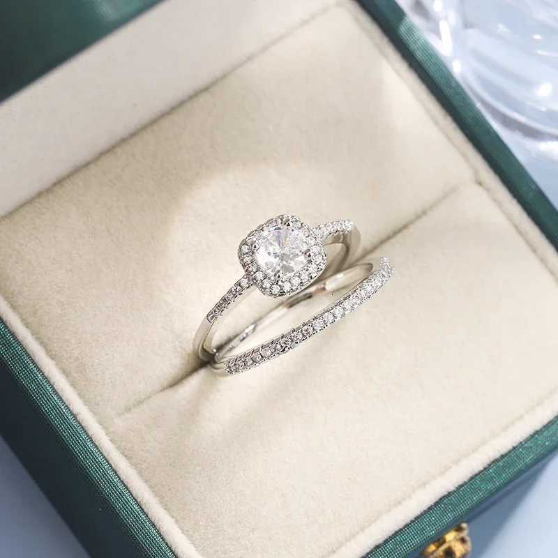 2pcs 925 Silver Plated Wedding Ring Set Oval AAAA Zircon Jewelry Engagement Ring Wedding Set Ring Jewelry for WomenXJ251025