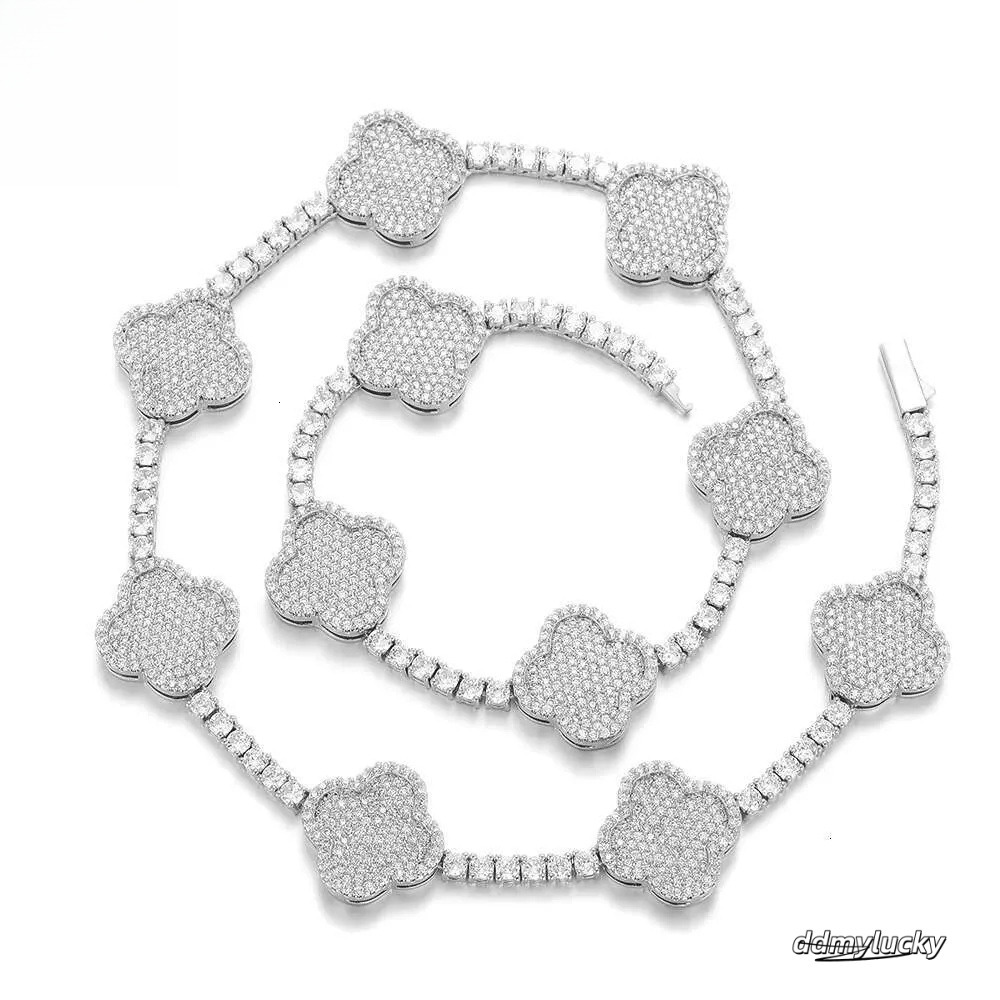 Iced Out Tennis Chain Micro Pave Cubic Moissanite Necklace: Wholesale Bling Dia Hip Hop Jewelry For Women Party Gift Ddmylucky
