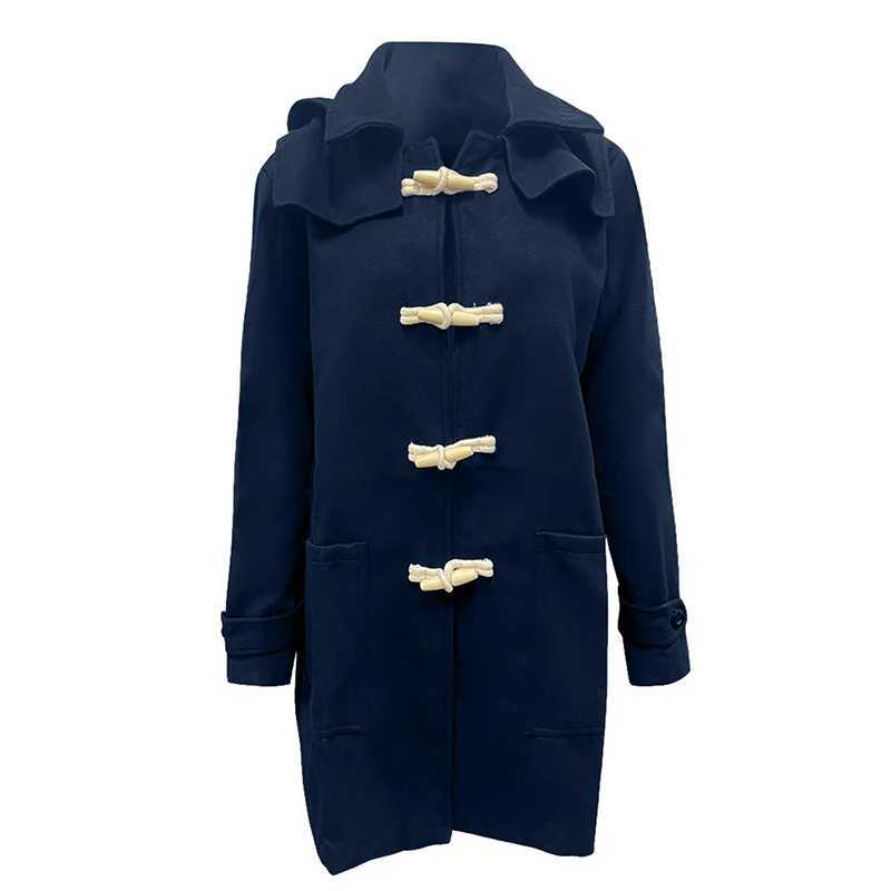 Men s Winter Duffle Coat Loose Fit Classic Wool Blend Long Sleeve Hood Toggle OutwearT251025