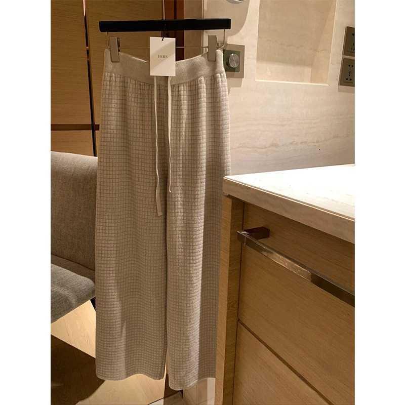 Fleece Knitted Wide Leg Pants Women Fashion Streetwear Black Baggy Pants Winter Ladies Korean Warm Casual Straight Trousers NewT251025