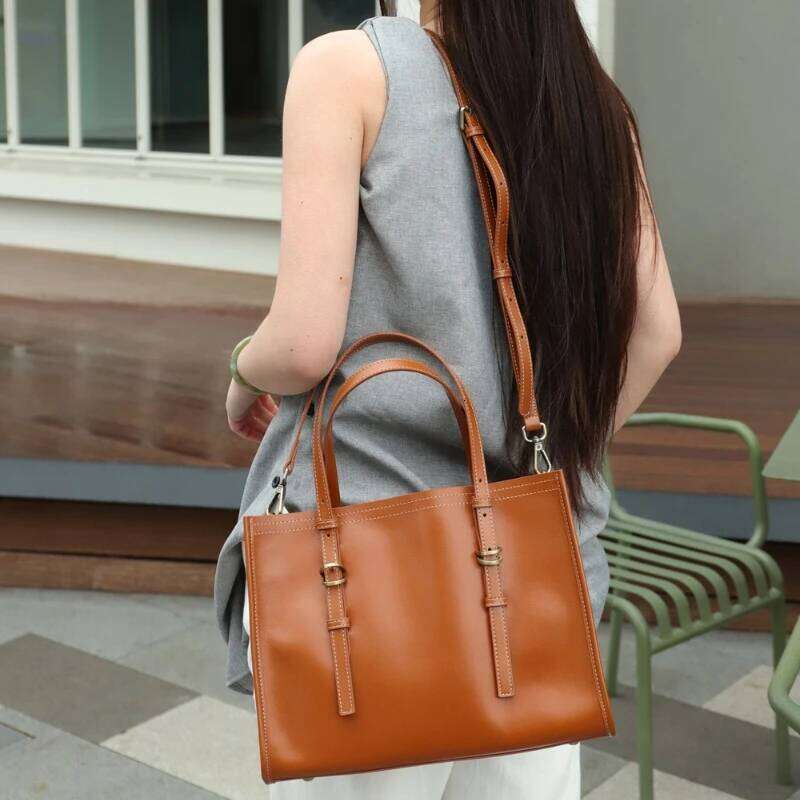 New Women Large Genuine Leather Tote Bags Multifunctional Versatile Ladies Fashion Shoulder Crossbody Designer Handbags 1025