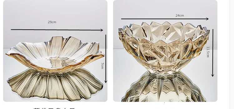 Crystal Fruit Plate Living Ro Coffee Table Dining Ro Decoration Household Snacks Dried Fruit Plate Desktop Ornaments Y251025