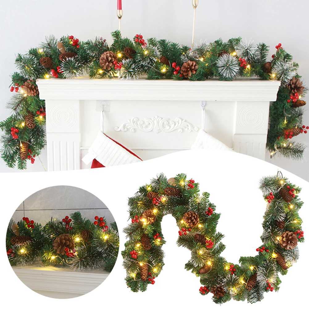 Christmas Garlands With Pinecones Red Berries Artificial Christmas Wreaths For Home Xmas Tree Stairs Door New Year Decoration C251024