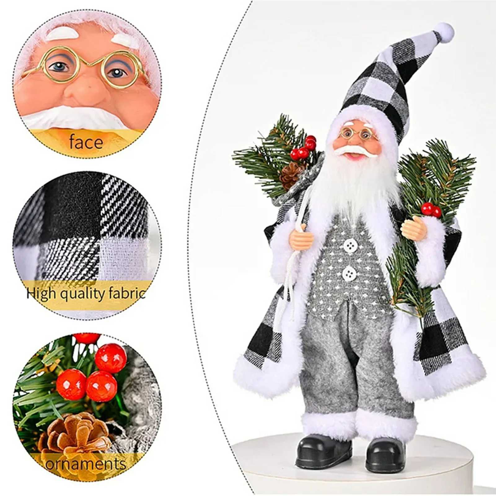 Christmas Sitting Standing Santa Claus Figurines Doll Cute 12inch Xmas Tree Party Ornament Table Office Fireplace Home Decor C251024