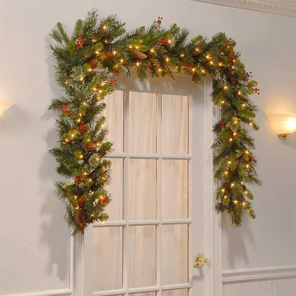 Christmas Garlands With Pinecones Red Berries Artificial Christmas Wreaths For Home Xmas Tree Stairs Door New Year Decoration C251024