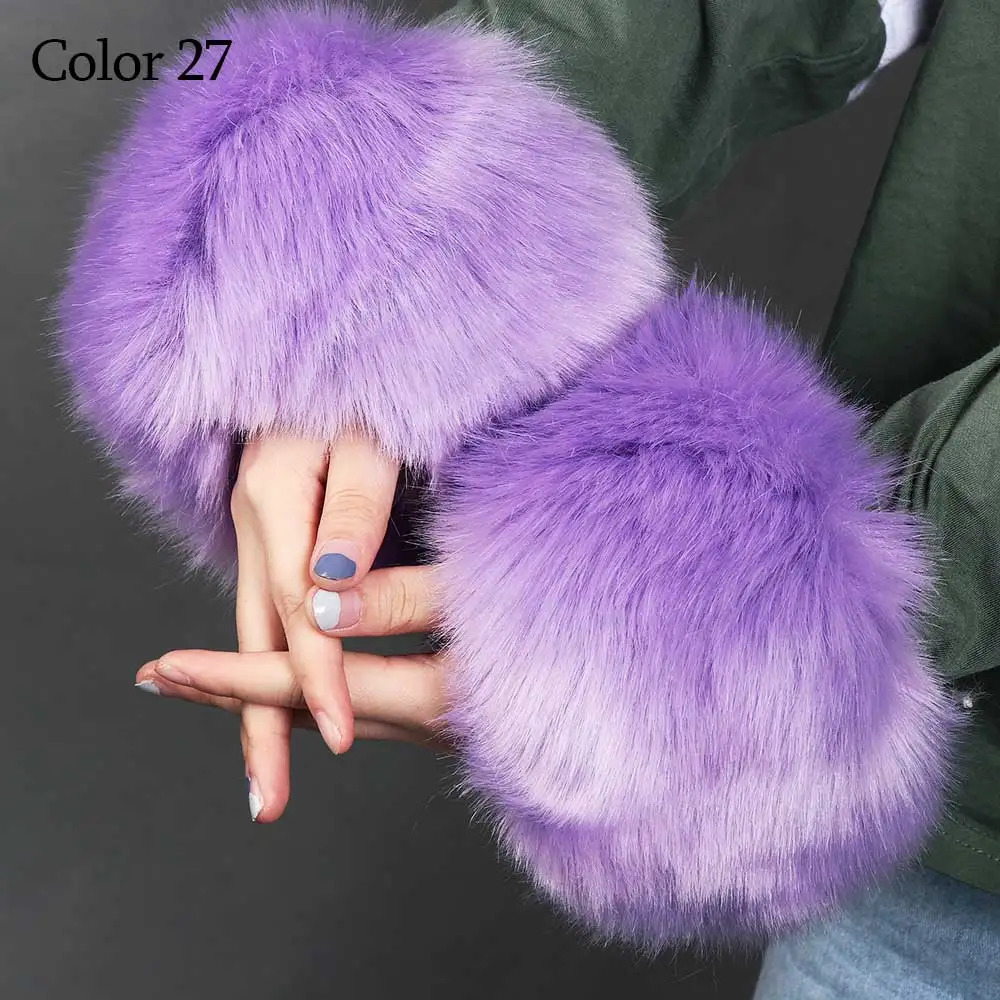 1 Pair of Plush Cuff Faux Fox Fur Cuff Multicolor Windproof Oversleeve Wrist Winter Soft Warmer Wristband Apparel Accessories 251023