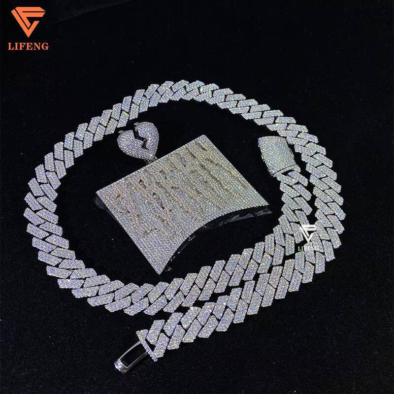 Wholesale 925 Sterling Silver Custom Name Vvs Moissanite Cuban Link Chain 12mm Gold Plated Cuban Necklace Miami Hiphop Jewelry
