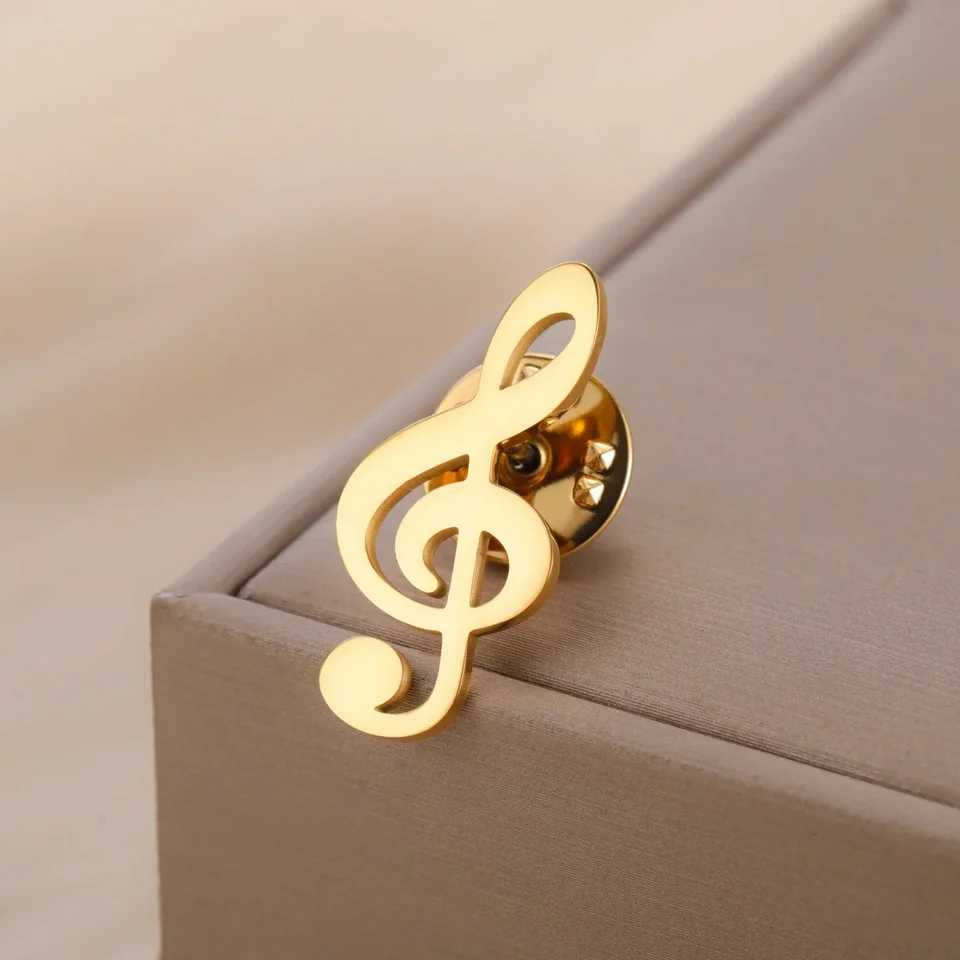 Teamer Women Girls Music Note Brooch Lapel Pin Stainless Steel Gold Color Suit Badge Fashion Accessories Birthday Gift New In J251115
