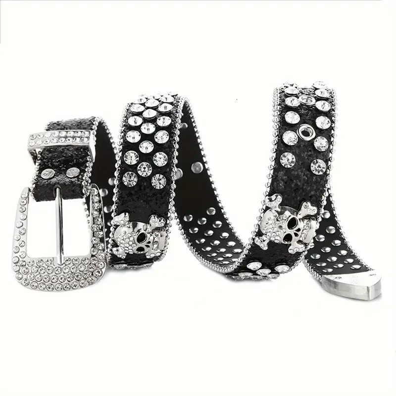 Womens Rhinestone Skull Diamond Belt European and Western Style Belt for Denim 251024