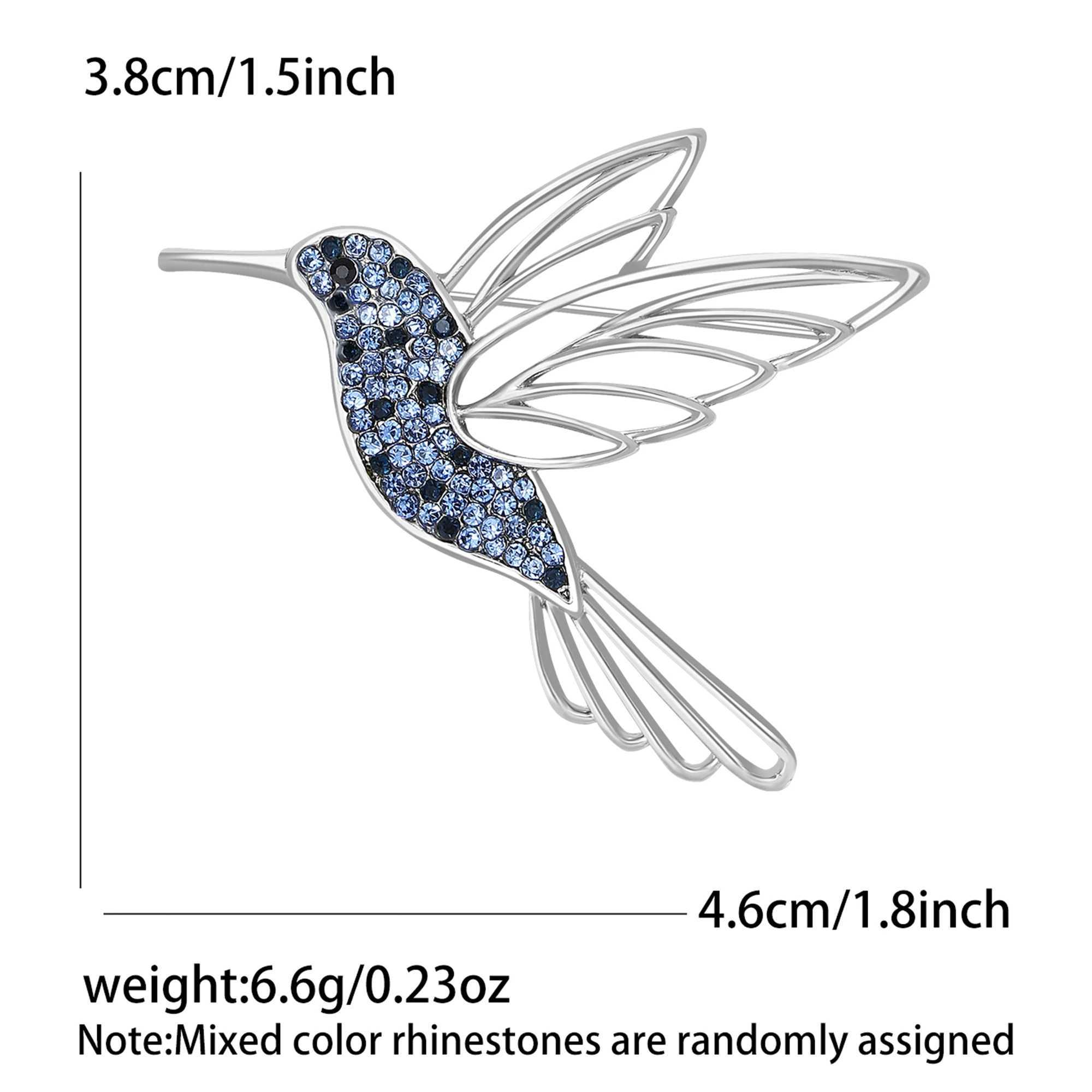 New Rhinestone Hollow Hummingbird Brooches for Women Unisex Animal Pins Event Party Backpack Decoration Clothes Accessories J251115