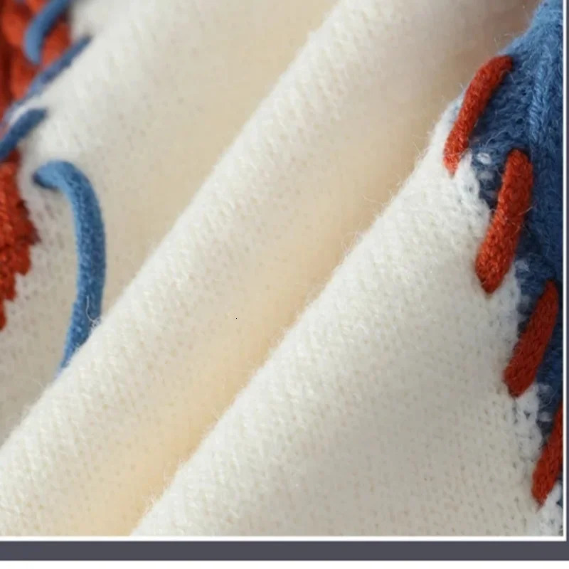 2025 Male Patchwork Sweater Trend High Street Fashion Autumn and Winter Warm Mens Hiphop Clothing Men pullover shirt 251015