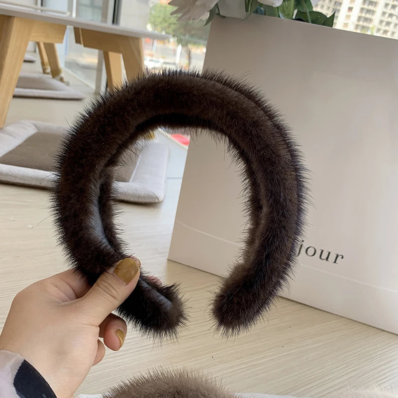 Winter Real Mink Fur Headband For Women Hair Accessories Solid Head Wraps Warm Furry Gift 251020