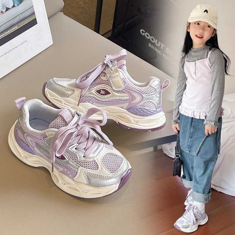 Childrens Casual Sneakers 3 18 Years Old Silver Mesh Lightweight Boys Girls Shoes Four Season Kids Single Shoes Boys ShoesT251025