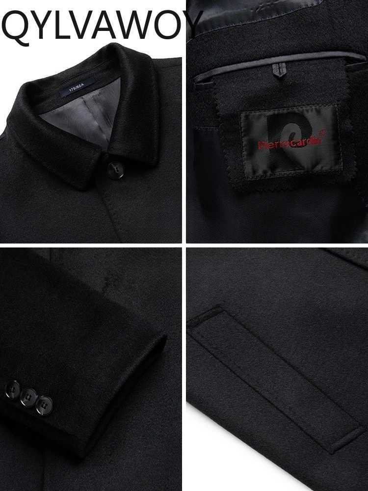 QYLVAWOY Spring Autumn Mens Wool Cashmere Coat MidLong KneeLength Trench MiddleAged Warm Stylish HighEnd Outerwear LJ2752T251025