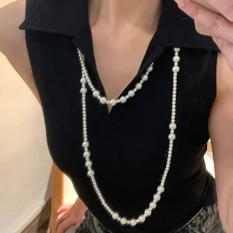 Trendy Vintage Imitation Pearl Multi Layered Pearl Bead Necklace for Women Sweet Elegant Party Jewelry Wedding Gifts 251016