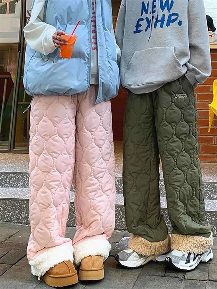 Thicken Fleecelined Cotton Pants for Women Warm Casual Cold Resistant Extreme Cold Cotton Wideleg Trousers FemaleT251025