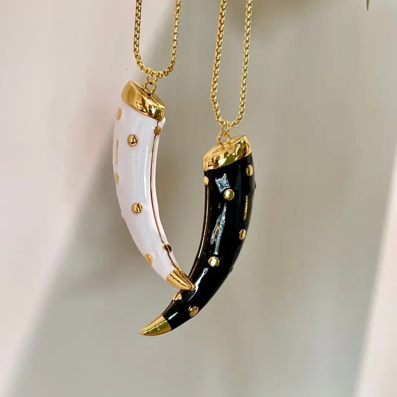 Doublesided horn pendant necklace 251023