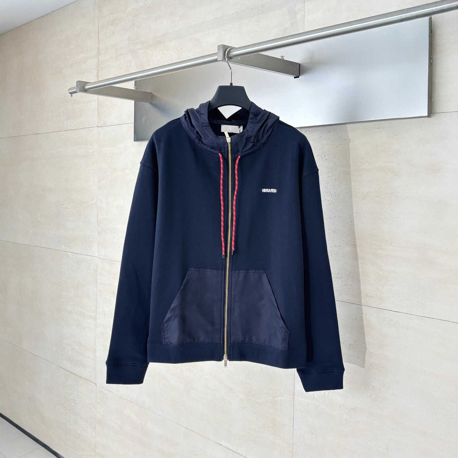 Men's Jackets Designer High Version 25ss New Navy Patchwork Hooded Sweatshirt Jacket Fashion Versatile Unisex 0L5X