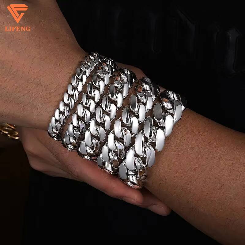 Lifeng Jewelry 20mm VVS Moissanite Chain 18k Gold Plated Cuban Link Chain Sterling Silver Diamond Hiphop Cuban Necklace