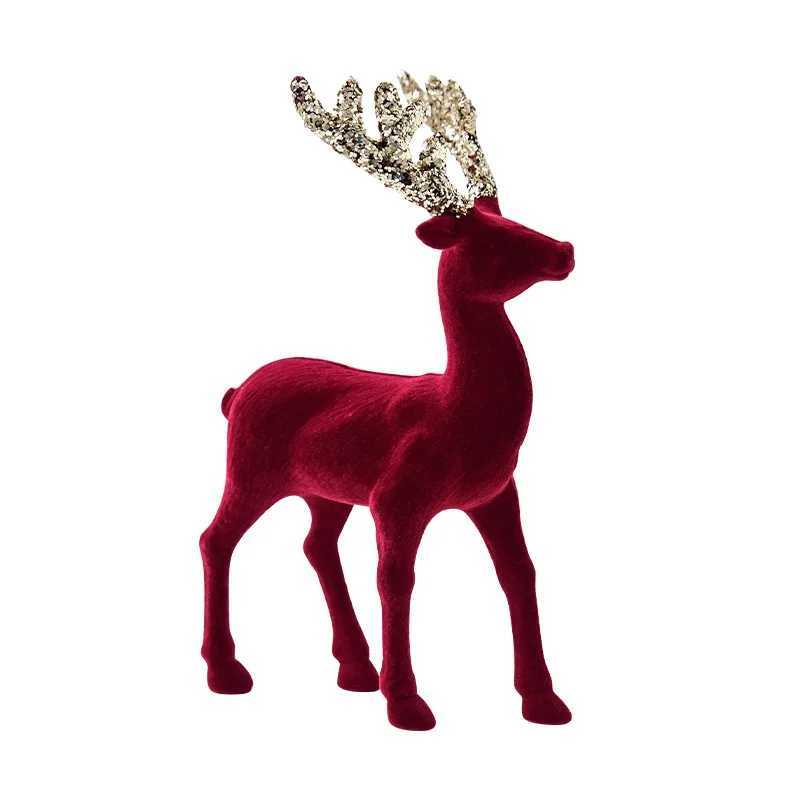 2025 New Christmas Elk Ornament Christmas Tree Ornament Flashing Powder Wine Red Flocking Deer Ornament C251024