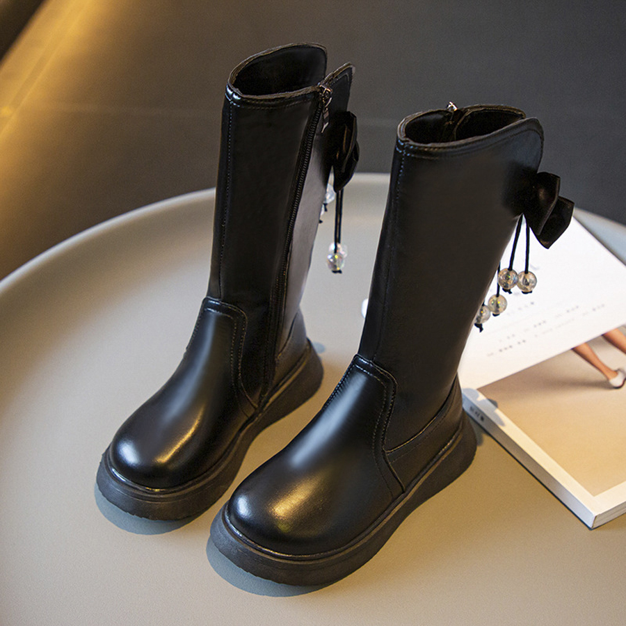 Girls Boots Kids Knee High Non-Slip Long Boots for Girl Toddlers High Leather Boots Kidsnest Fashion Children Boots Sizes 23 - 37 US7C-US5Y K1179