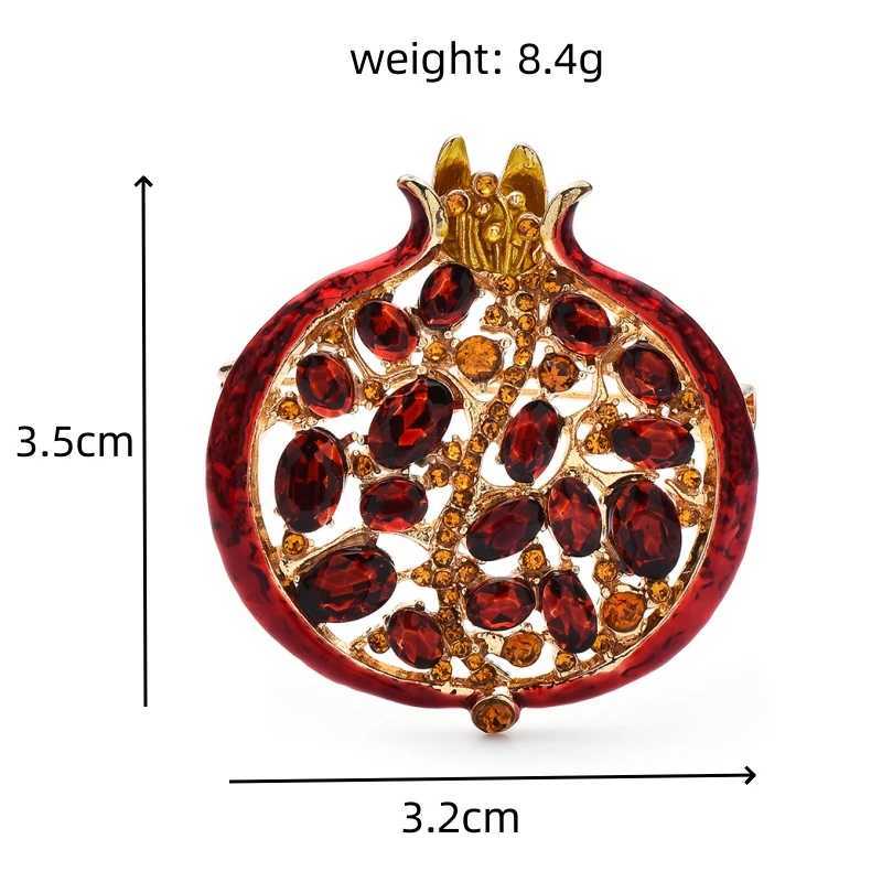 Wulibaby Red Crystal Pomegranate Plant Brooch Pins For Women Summer Jewelry Gift Bag Suit Accessory J251115