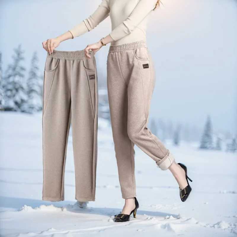 Fleece Thickened Sweatpants Autumn Fleece Thicken Warm Sweatpants Elasticwaist Harem Pants Female Warm Drawstring TrousersT251025